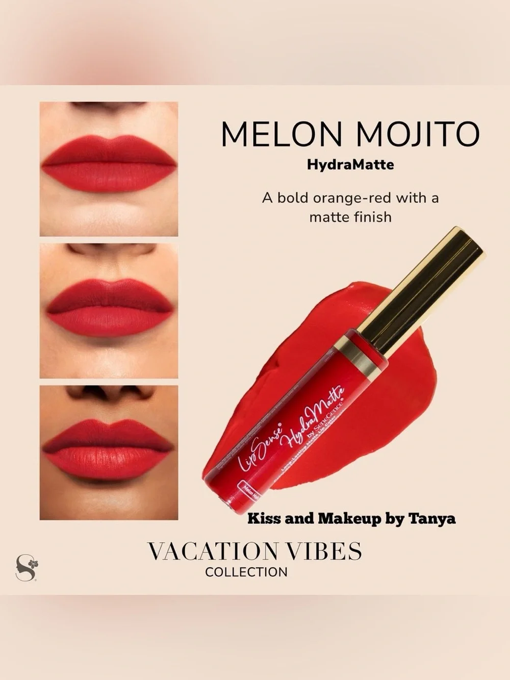 LipSense HydraMatte Liquid Lipstick - Melon Mojito Orange-Red